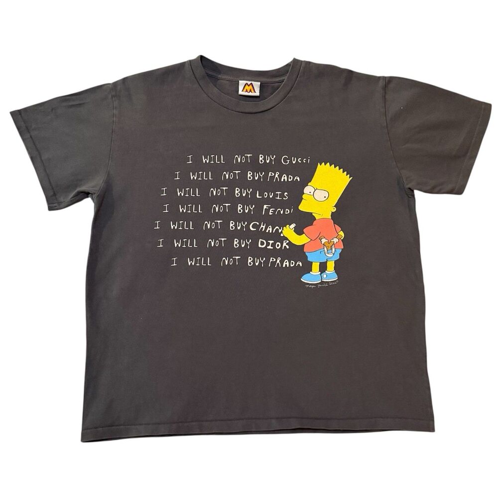 Mega Yacht Bart Simpson Shirt Mens Sz M Black Short Sleeve Chalkboard Graphic